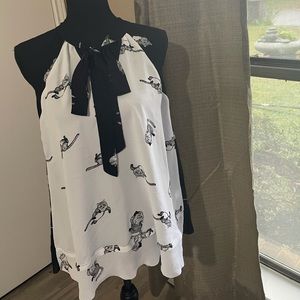 Cheshire Cat Print Sleeveless Blouse Size M